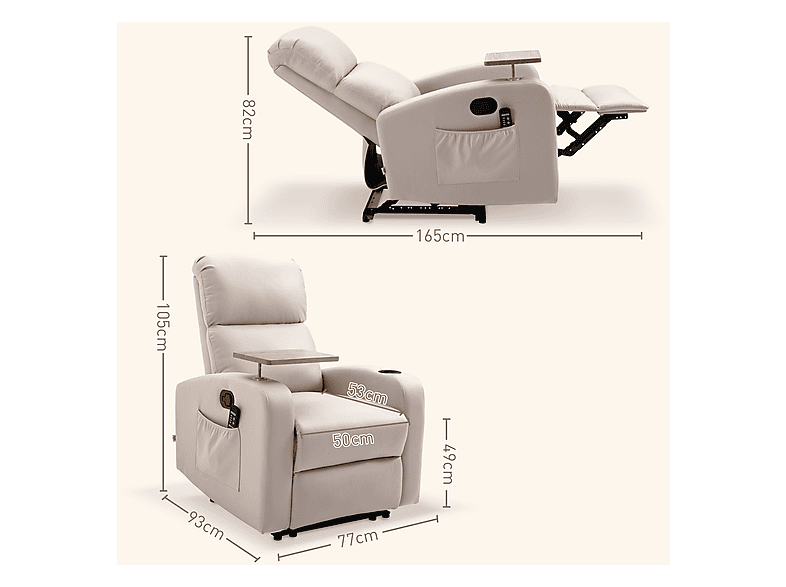 Sillón de masaje - Homcom 700-156V90LG, Beige