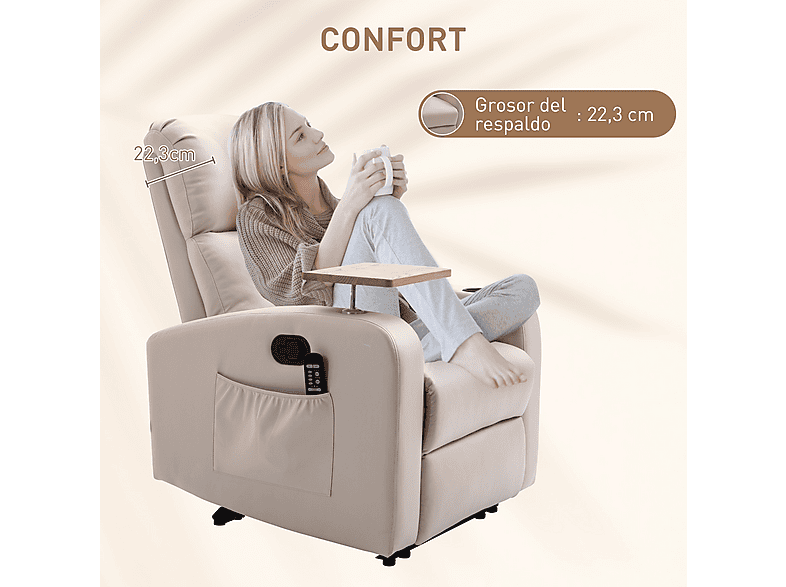 Sillón de masaje - Homcom 700-156V90LG, Beige