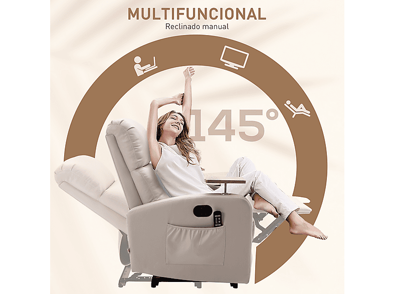 Sillón de masaje - Homcom 700-156V90LG, Beige