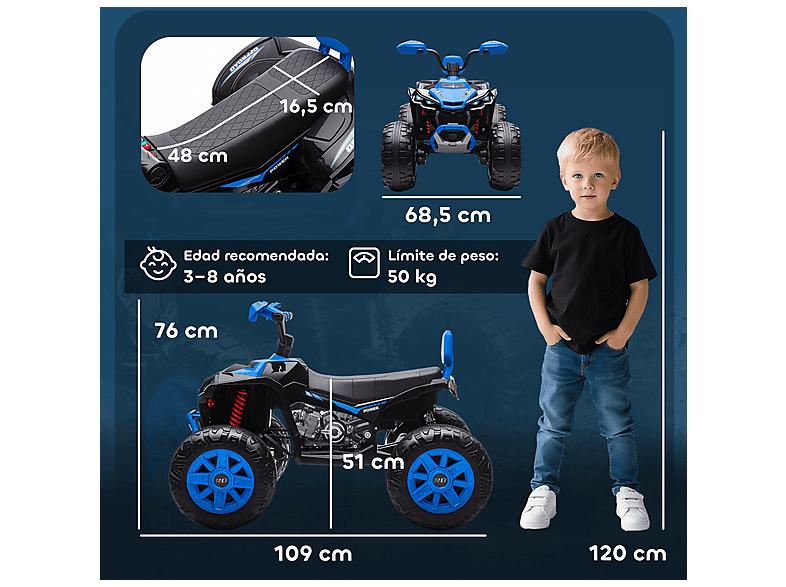 Quad eléctrico infantil - Aiyaplay 370-412V90BU