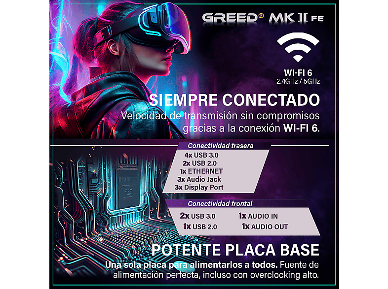 PC Gaming - Greed MK2 FE AMD - 4K, AMD Ryzen 5, 32 GB RAM, 512 GB SSD, GeForce RTX™ 5050, Windows 11 Pro, Negro