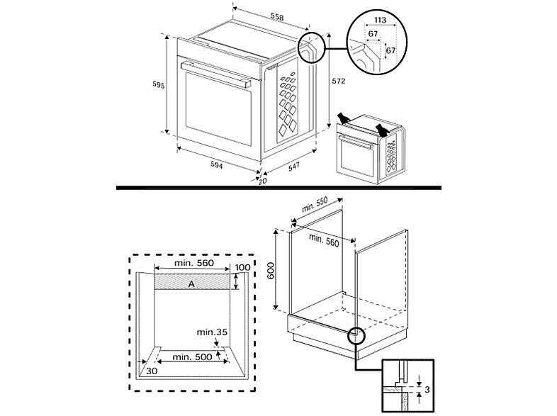 Horno multifunción - Beko BCBIE17300KSB, Integrable, Hidrolítica, 72 l, 59,4 cm, Negro