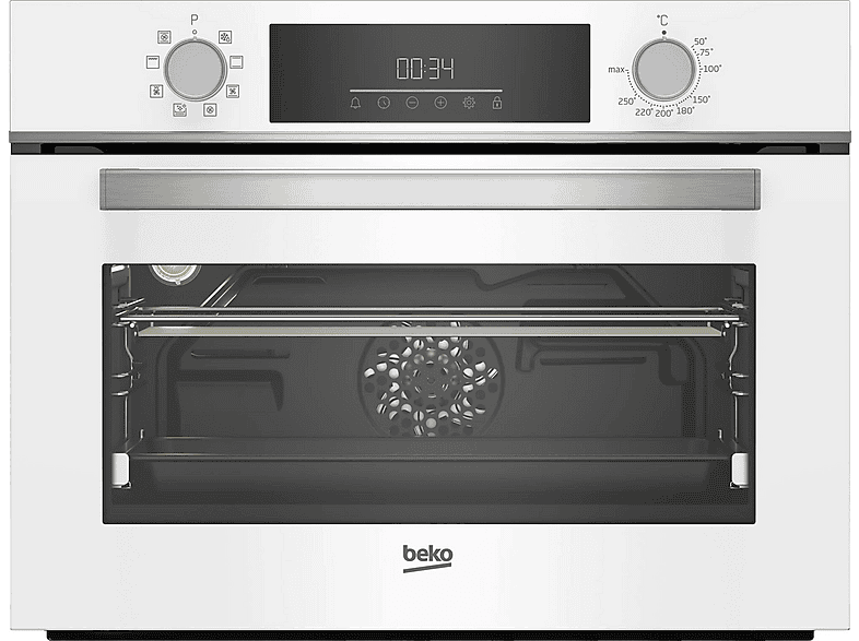 Horno multifunción - Beko BBCM18300W, Integrable, Hidrolítica, 48 l, 59,4 cm, Blanco