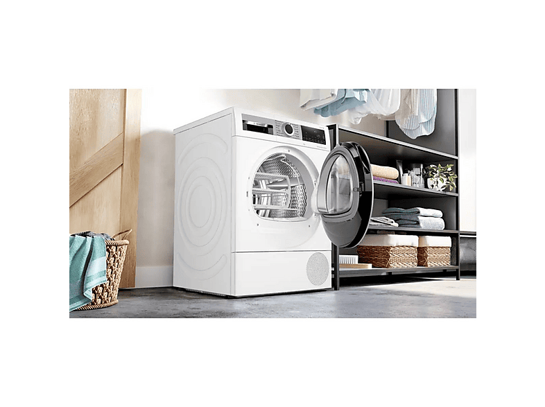 Secadora bomba de calor - Bosch Serie 6, Bomba de calor, 9 kg, 14 programas, Blanco