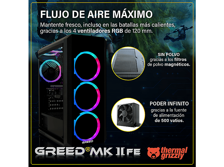 PC Gaming - Greed MK2 FE INTEL - 4K, Intel Core i5, 32 GB RAM, 512 GB SSD, GeForce RTX™ 5050, Windows 11 Pro, Negro