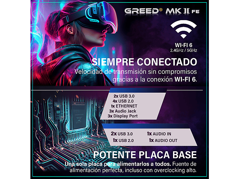 PC Gaming - Greed MK2 FE INTEL - 4K, Intel Core i5, 32 GB RAM, 512 GB SSD, GeForce RTX™ 5050, Windows 11 Pro, Negro