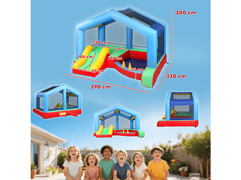 Castillo Hinchable Niños - Aiyaplay 346-026V90MX, a partir de 3 año(s), Multicolor