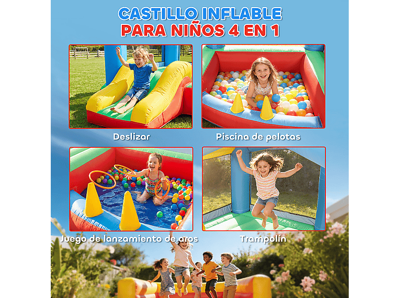 Castillo Hinchable Niños - Aiyaplay 346-026V90MX, a partir de 3 año(s), Multicolor