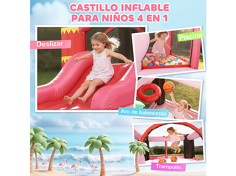 Castillo Hinchable Niños - Aiyaplay 346-025V90PK, a partir de 5 año(s), Rosa