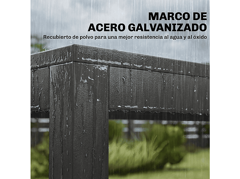 Conjunto de jardín - Outsunny 84K-106V00CG, Acero Galvanizado, Textilene, 80 cm x 140 cm, Gris Oscuro