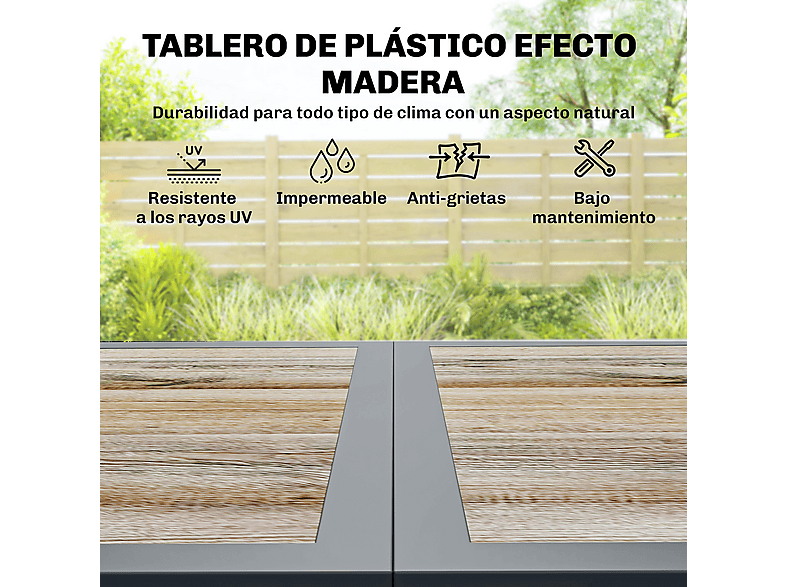 Conjunto de jardín - Outsunny 84K-106V00CG, Acero Galvanizado, Textilene, 80 cm x 140 cm, Gris Oscuro