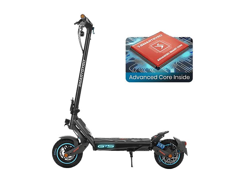 Patinete eléctrico - Smartgyro Rockway GTS, Pot. máx. 2000 W, Carga máx. 120 kg, 20000 mAh, Negro