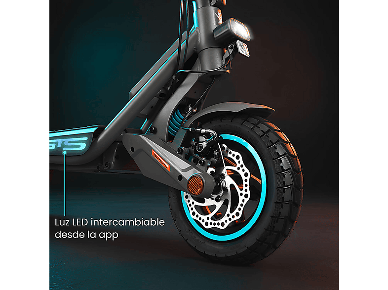 Patinete eléctrico - Smartgyro Rockway GTS, Pot. máx. 2000 W, Carga máx. 120 kg, 20000 mAh, Negro