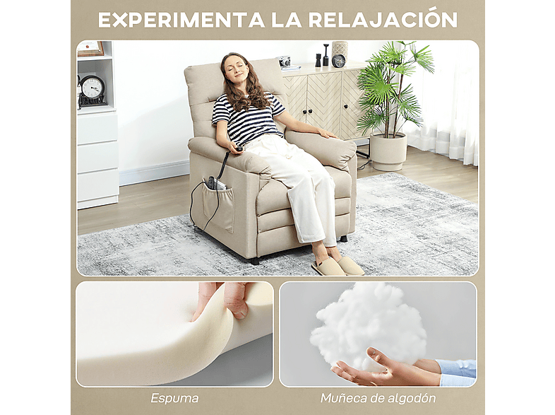Sillón de masaje - Homcom 700-186V90BG, Beige