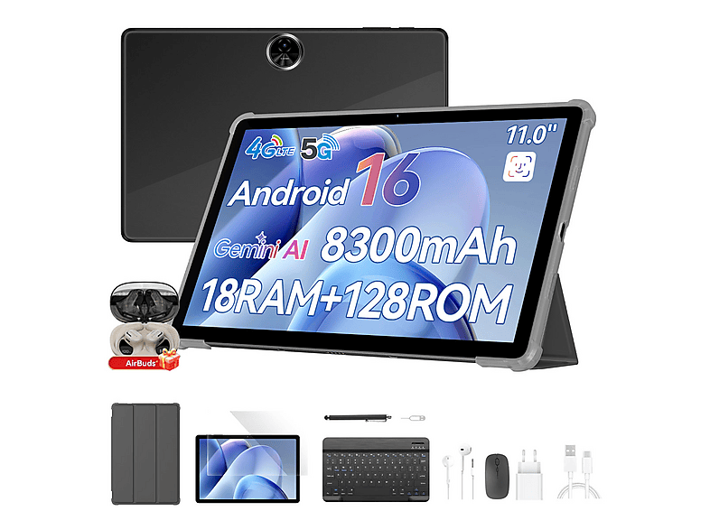 Tablet - Blackview ZENO 5 con Auriculares Bluetooth, 128 GB, Negro, 11 " HD, 6 GB RAM, UMS9230E(T7250), Tablet Android