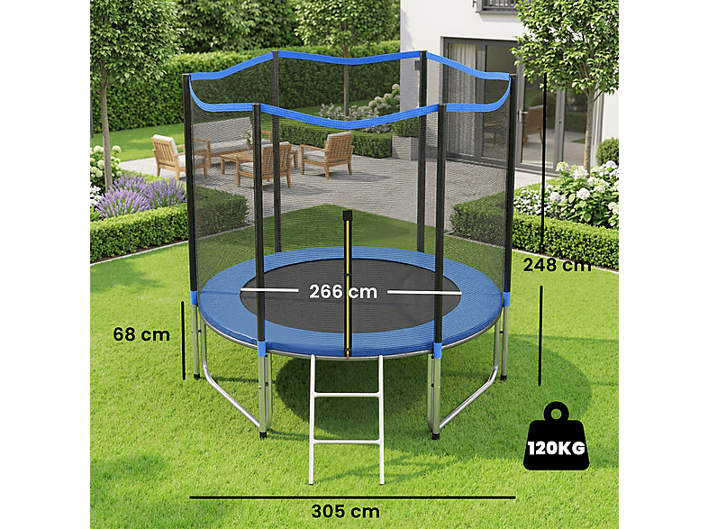 Cama Elástica Exterior - Sportnow A71-066V02BU, a partir de 6 año(s), Azul