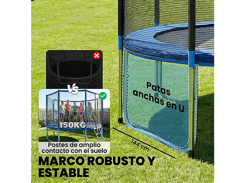 Cama Elástica Exterior - Sportnow A71-066V03BU, a partir de 6 año(s), Azul