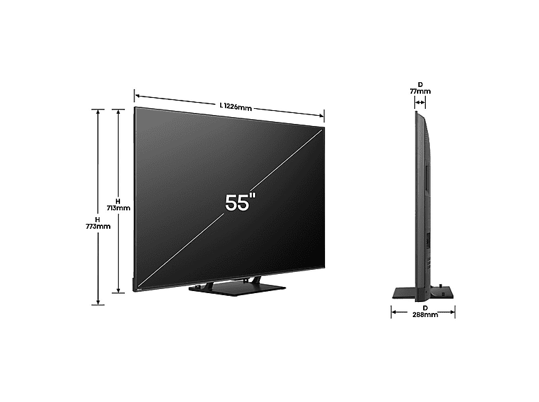 TV Mini LED 55" - Hisense 55U7S PRO, UHD 4K, Quad Core/MT9655, Smart TV, DVB-T2 (H.265), Black