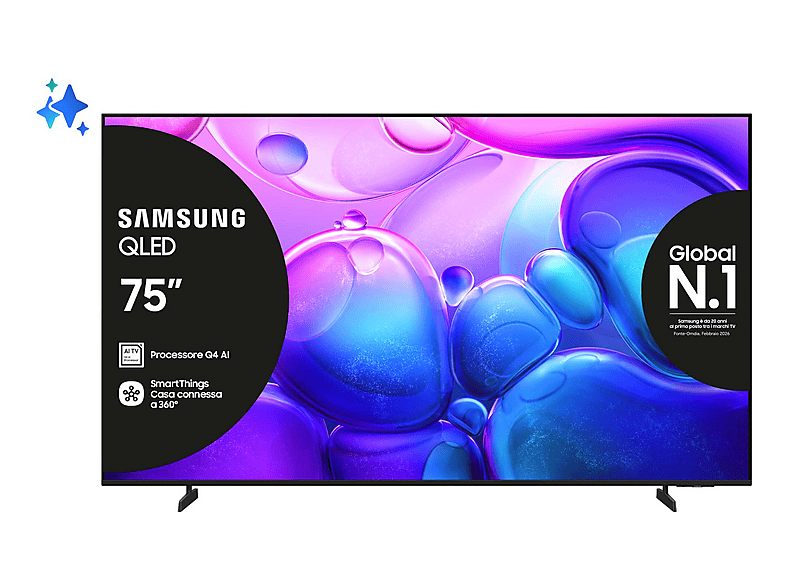 TV QLED 75" - Samsung QE75Q6FAAU, UHD 4K, Smart TV, Negro