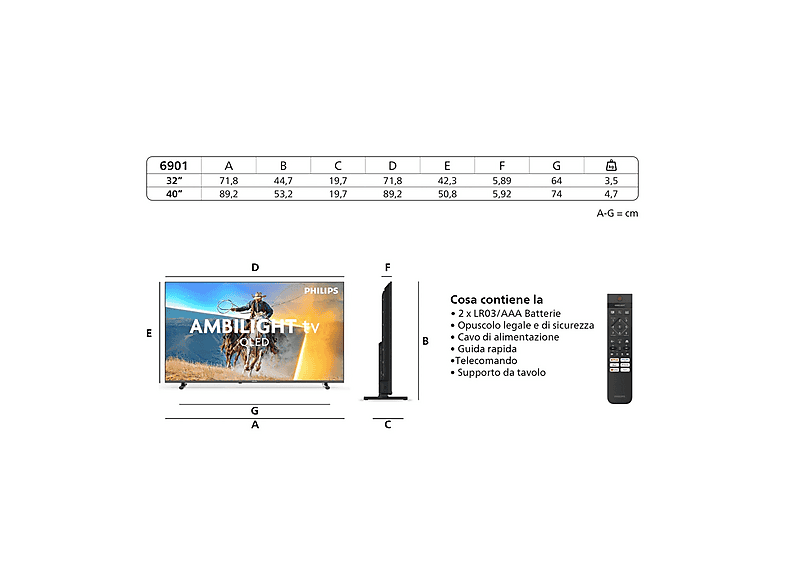 TV QLED 40" - Philips 40PQS6901/12, Full-HD, Pixel Plus HD, Smart TV, DVB-T2 (H.265), Negro