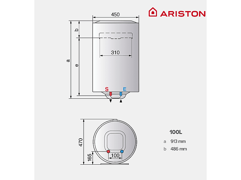 Termo eléctrico - Ariston BLU1 ECO V 100, Blanco