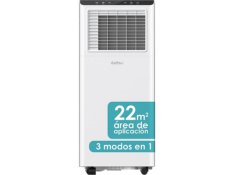 Aire acondicionado portátil - Daitsu 3NDA03026, 9 fg/h, 2 velocidades, 22 m², 64 dB(A), Blanco