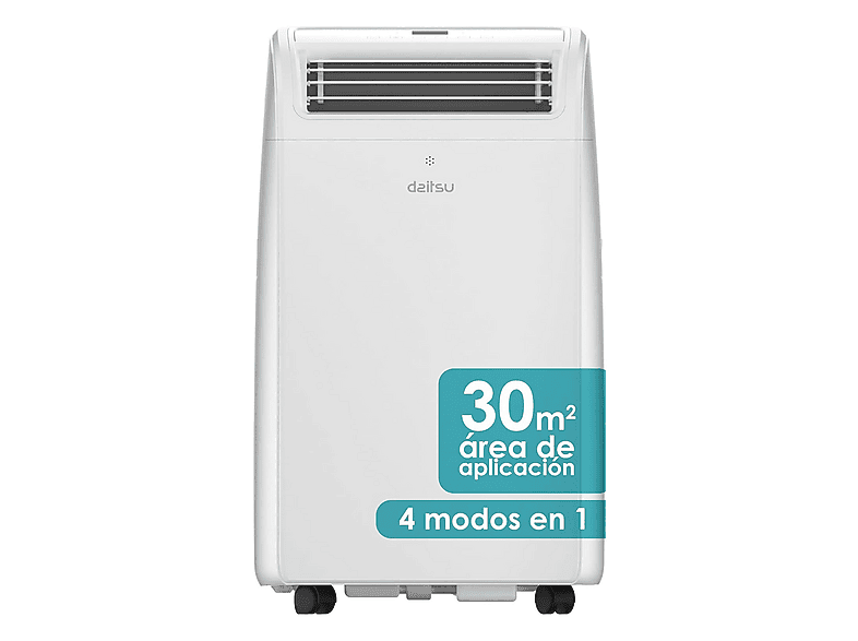 Aire acondicionado portátil - Daitsu 3NDA03028, 12 fg/h, 3 velocidades, 30 m², 65 dB(A), Blanco