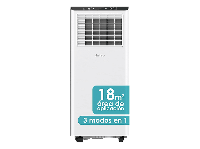 Aire acondicionado portátil - Daitsu 3NDA03025, 7000 fg/h, 2 velocidades, 18 m², 64 dB(A), Blanco