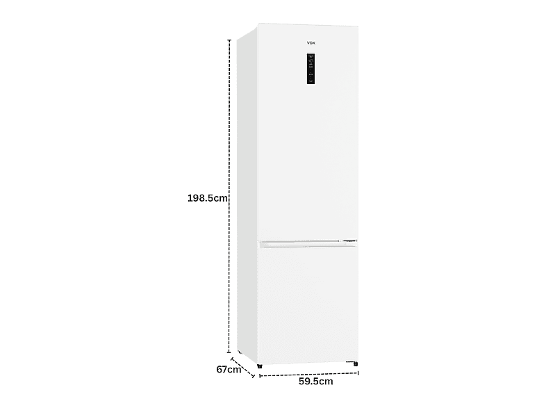 Frigorífico combinado - Vok EVR-442NDWCP, Compresor Inverter, No Frost, Altura 198,5 cm, Capacidad 442 l, Blanco