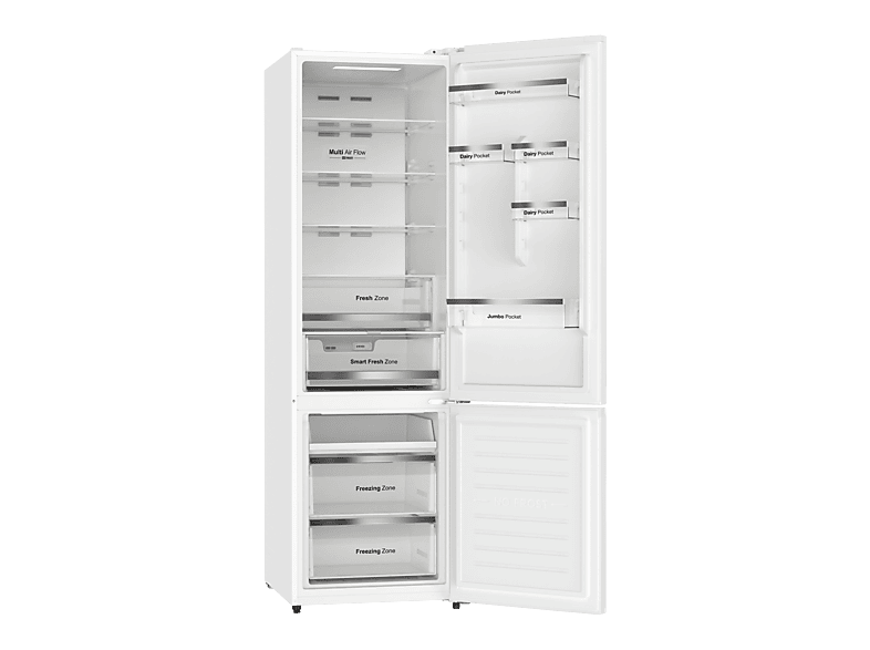 Frigorífico combinado - Vok EVR-442NDWCP, Compresor Inverter, No Frost, Altura 198,5 cm, Capacidad 442 l, Blanco