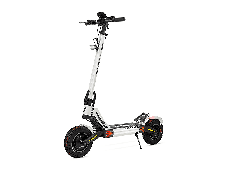 Patinete eléctrico - Ecoxtrem M41 Armored Dual LR, Pot. máx. 3200 W, Carga máx. 120 kg, 85 km autonomía, 24000 mAh, Blanco