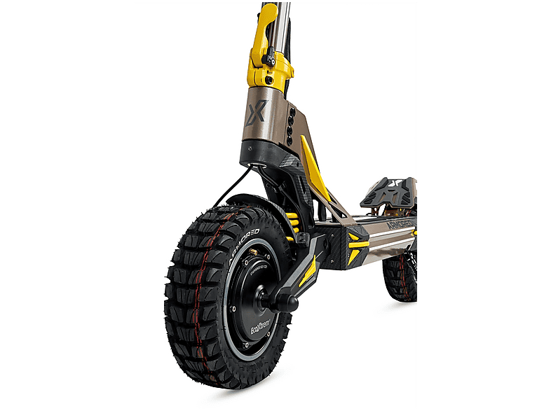 Patinete eléctrico - Ecoxtrem M41 Armored Dual LR, Pot. máx. 3200 W, Carga máx. 120 kg, 85 km autonomía, 24000 mAh, Amarillo