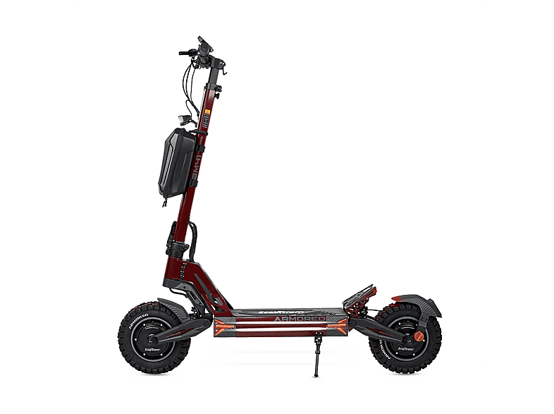 Patinete eléctrico - Ecoxtrem M41 Armored Dual LR, Pot. máx. 3200 W, Carga máx. 120 kg, 85 km autonomía, 24000 mAh, Rojo Sangre