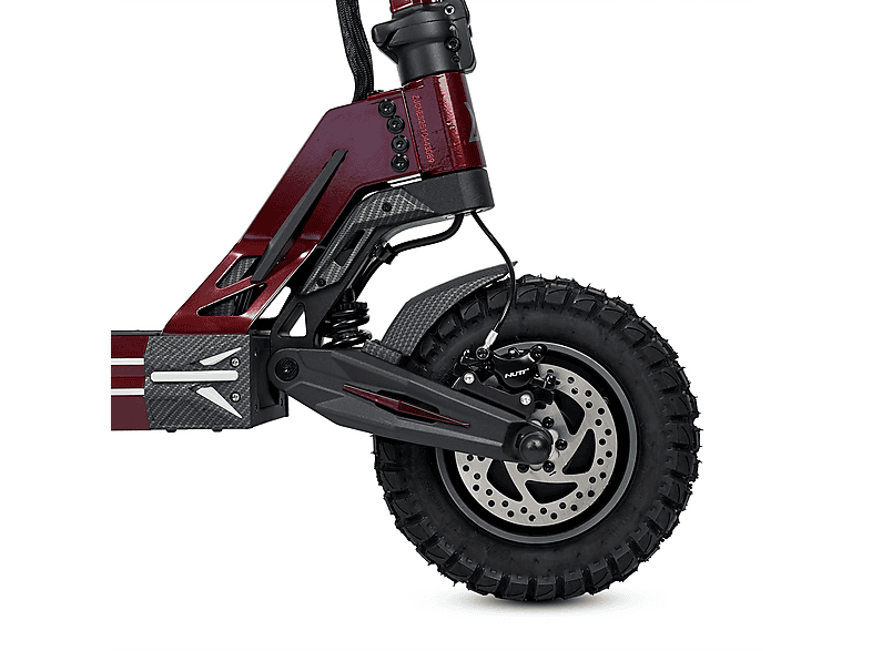 Patinete eléctrico - Ecoxtrem M41 Armored Dual LR, Pot. máx. 3200 W, Carga máx. 120 kg, 85 km autonomía, 24000 mAh, Rojo Sangre