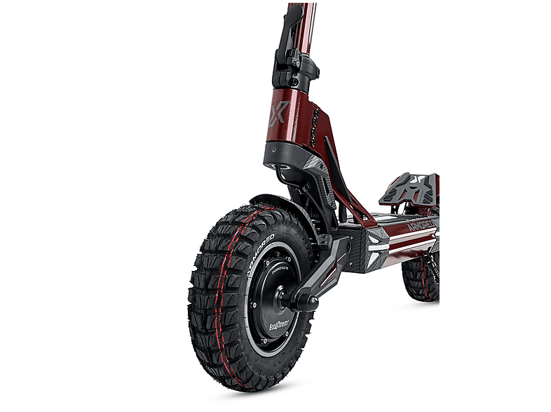 Patinete eléctrico - Ecoxtrem M41 Armored Dual LR, Pot. máx. 3200 W, Carga máx. 120 kg, 85 km autonomía, 24000 mAh, Rojo Sangre
