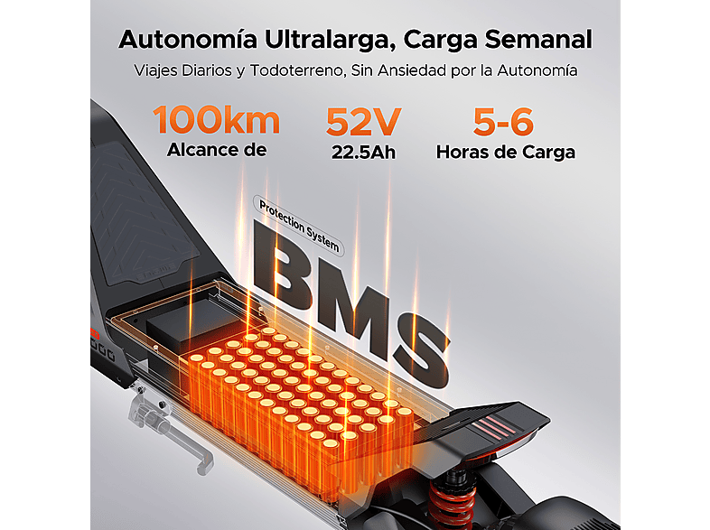 Patinete Eléctrico - Engwe Y1000, Carga máx. 120 kg, Negro