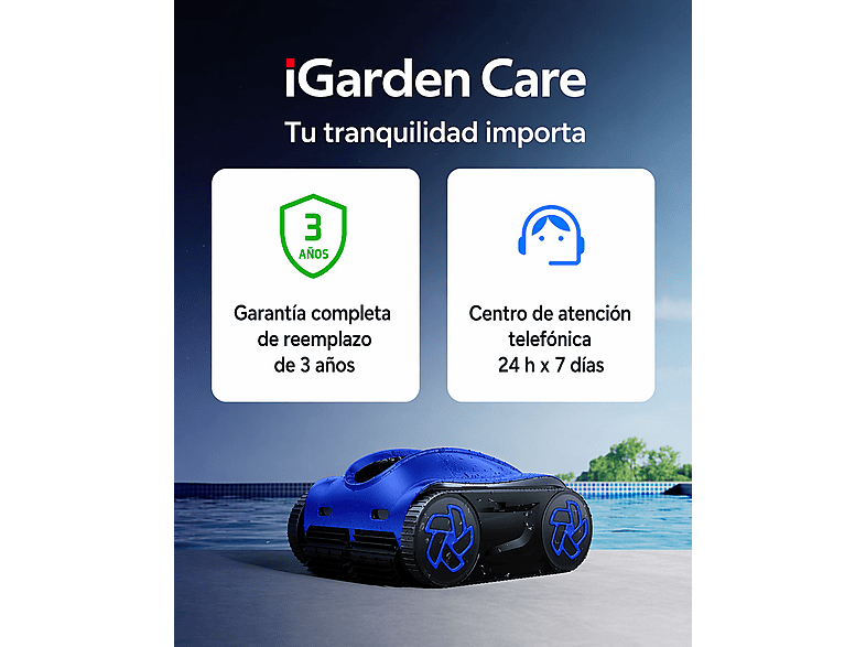 Robot limpiafondos - Igarden K40 robot limpiafondos de piscina sin cable automático IGARDEN, Azul