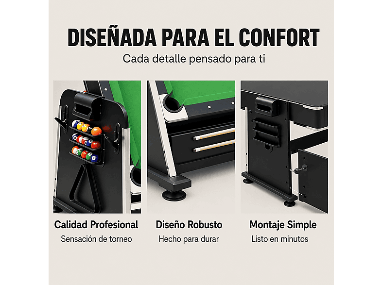 Mesa multijuegos - Vyorixen 3 En 1 Billar Y Ping Pong 210 Cm, a partir de 8 año(s)