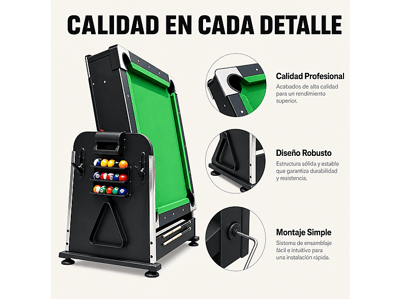 Mesa multijuegos - Vyorixen 3 En 1 Billar Y Ping Pong 210 Cm, a partir de 8 año(s)
