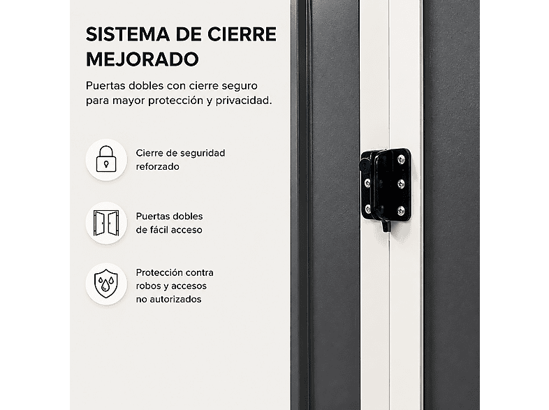 Caseta de Jardín - Lorvik Exterior Con Puertas Dobles Abatibles 267,5 × 199 × 197 cm