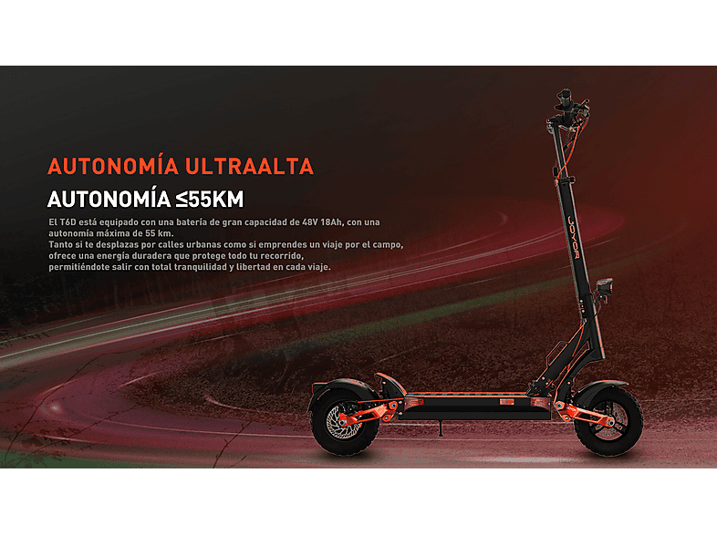 Patinete eléctrico - Joyor T6D, Pot. máx. 600 W, Carga máx. 120 kg, negro (ref. 179048029)