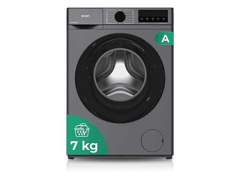 Lavadora carga frontal - Svan SL7201AIDVX, 7 kg, 11 programas, Inox
