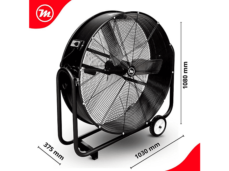 Ventilador de suelo - Mator DRUM FAN CTF 36 PLUS SFDI1-900BT0 – 900 mm – 410W, Barcelona velocidades, Negro