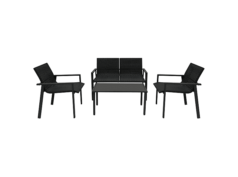 Conjunto de jardín - Monster De Ratán 4 plazas - Negro, 116 cm x 66,5 cm x 83 cm
