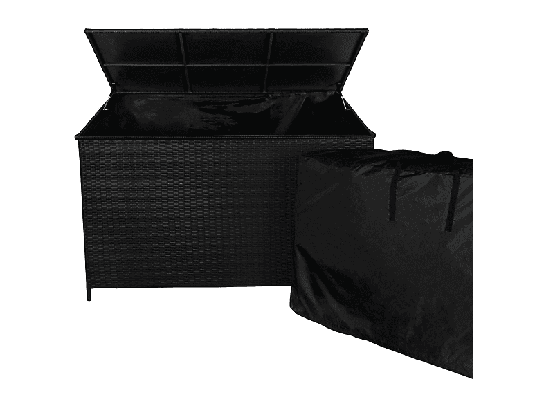 Conjunto de jardín - Monster Comedor de Ratán y Caja de Almacenamiento - Negro, 240 cm x 180 cm x 70 cm
