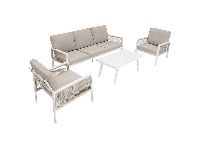 Conjunto de jardín - Monster De aluminio 5 plazas (4 piezas) -Blanco, 201 cm x 82 cm x 75 cm, Blanca