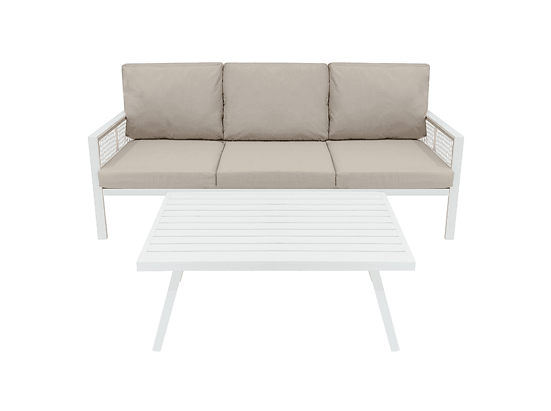 Conjunto de jardín - Monster De aluminio 5 plazas (4 piezas) -Blanco, 201 cm x 82 cm x 75 cm, Blanca