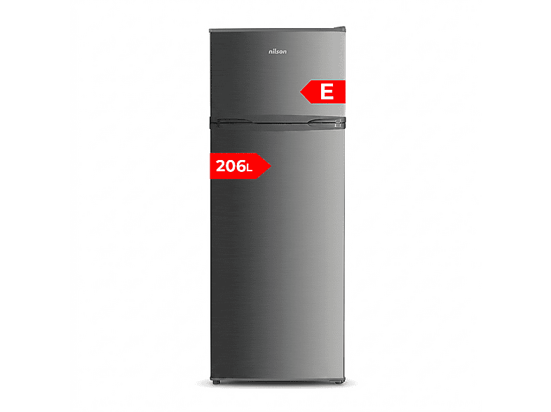 Frigorífico dos puertas - Nilson NF145500EX, Altura 143 cm, Capacidad 206 l, Inox