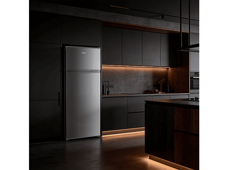 Frigorífico dos puertas - Nilson NF145500EX, Altura 143 cm, Capacidad 206 l, Inox