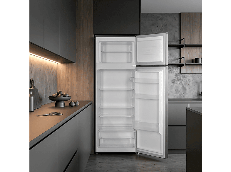Frigorífico dos puertas - Nilson NF145500EX, Altura 143 cm, Capacidad 206 l, Inox